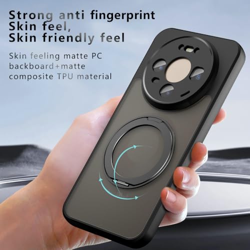 Image of Compatible with Huawei Mate 80 Pro Max Case Cover,Compatible with Huawei Mate 80 Pro Max 5G SGT-AL10 Built-in 360Rotating Magnetic Mount Matte Translucent Phone Protective Case Black