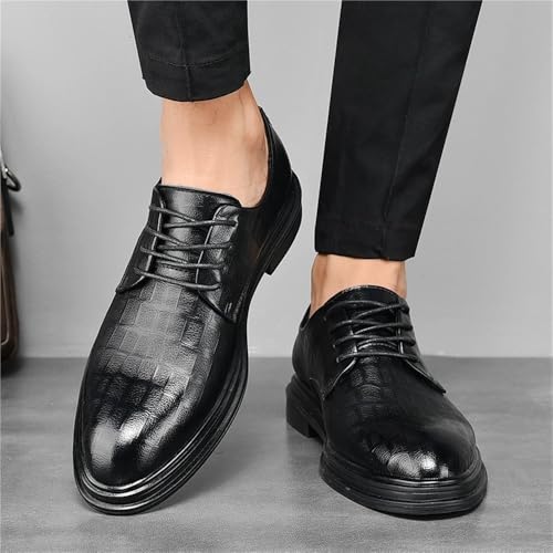 Mens Lace up British Leather Dress Shoes Business Casual Oxford Shoes Formal Office Autumn Spring Men Shoes(Black,8.5)2