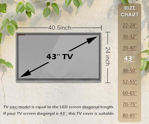 Outdoor TV Cover 43inch, IC ICLOVER 600D Heavy Duty 4 Season Weatherproof TV Protector, Waterproof Zipper Roll Up Front  - Additional View