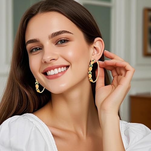 Fruit Earrings for Women Strawberry Pineapple Watermelon Cherry Hoop Earrings Summer Beach Tropical Jewelry Gifts2