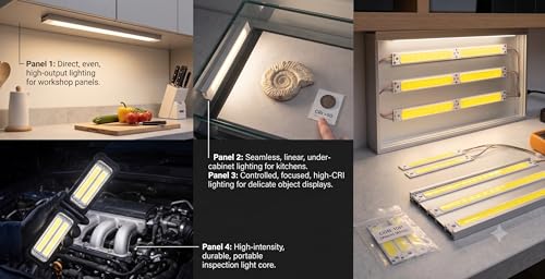 Image of Pack of 2 COB LED Strip Module, 3V-4V DC, 60mm x 8mm, Ultra Bright White