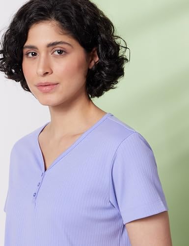 Image of Symbol Premium Women's Pure Cotton T-Shirt and Shorts Night Suit | Henley Neck | Two Piece Set |Regular Fit (Available in Plus Sizes)