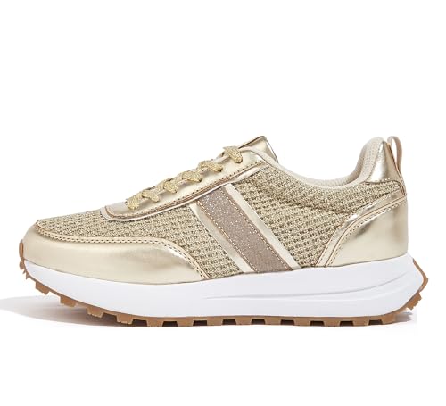 LUCKY STEP Women Platform Walking Shoe Fashion Retro Classic Casual Trainers Braided Rhinestone Sneakers Tennis Running Walking Shoes