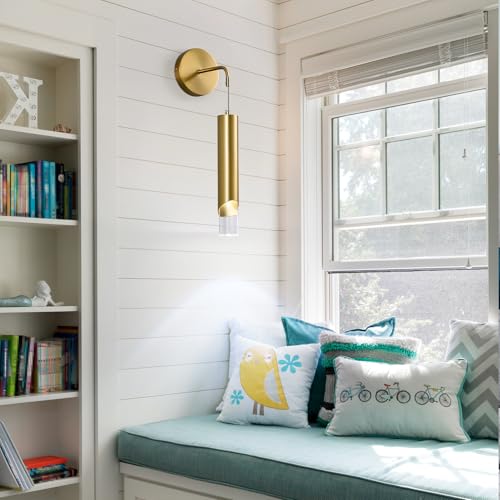Image of Gold Wall Sconces Modern LED Wall Lights Acrylic Wall Lighting Bathroom Vanity Light Fixture Indoor Wall Fixture for Bedroom Bedside Corridor Hallway Living Room(1-Pack)