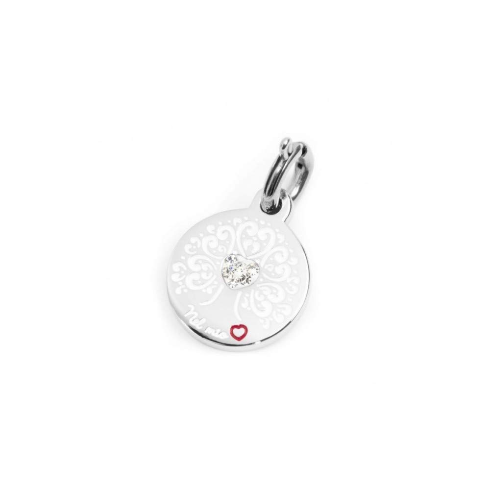 Collana Albero Della Vita 20mm Con Strass - MARLU' Argento - Reversibile 'Family Is Love' - 2