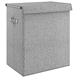 2 x sac en maille Panier à Linge, Corbeille Coffre Bac à Linge Panier de Rangement pliable Gris 51x34,5x59 cm Tissu en faux lin