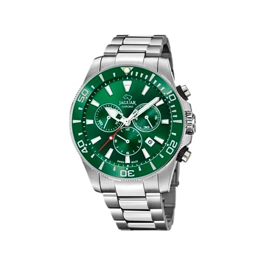 JAGUAR Reloj Modelo J861/4 de la colección Executive, Caja de 43,5 mm Verde con Correa de Acero para Caballero