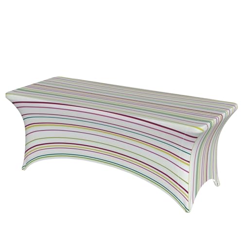 Nappe rectangulaire élastique imprimée rayures table bureau extérieur