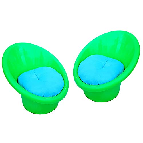 Image of Tub Chair with Complimentary Cushions Set of 2 (Plastic, Standard, Green)