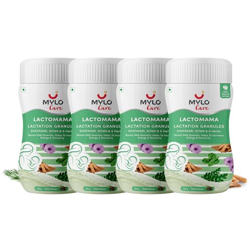 Mylo Lactomama Granules – Lactation Supplement for breastfeeding with Shatavari to Increase Breast Milk (Elaichi Flavour- 300 g each) | With Herbs like Moringa, Sowa & 5 Others | 2 Scoops per Serving (Pack of 4, Elaichi)