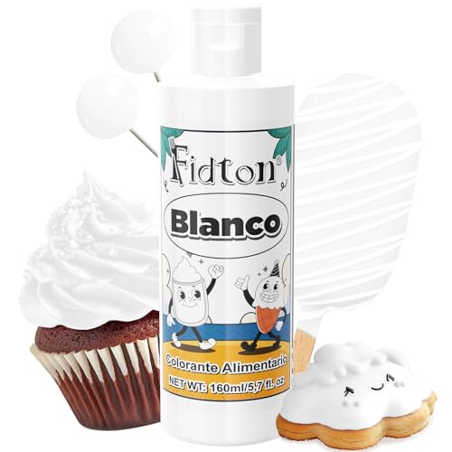 Colorante Alimentario 160ml - Gran Capacidad Colorantes Alimentarios Reposteria Altamente Concentrado para Decoración de Pasteles, Colorante Alimenticio para Fondant Colores, Macarrone - Blanco
