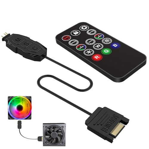 Silkwish rgb Controller Remote für ARGB Splitter und SATA Power Fans RGB-Lüfter für PC 5V 3-Pin 14-Key Remote Control Switch