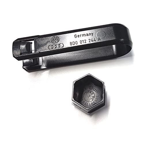 Skoda 000071215PZ37 Abdeckkappen Radschrauben Radschraubenkappen, 20 Stück inkl. Abziehhaken, Silbergrau matt *** nur für Radschrauben Standard ***