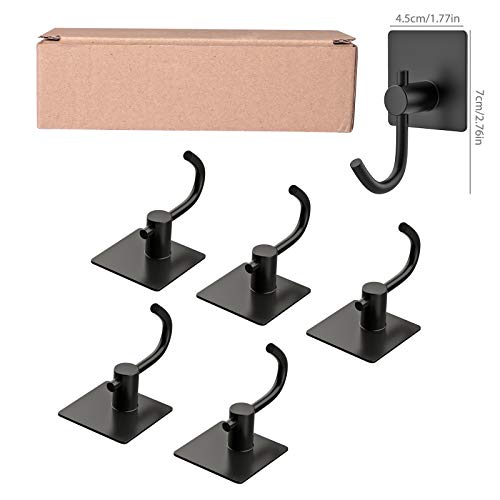 Homeasy Zelfklevende handdoekhaken, 5 stuks, zelfklevende handdoekhouder, kleefhaken, roestvrij staal, wandhaken, zonder… - Image 8