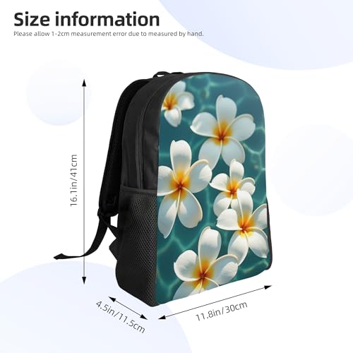 Backpack 16 Inch Large Capacity White Frangipani Flowers Backpack Casual For Travel And Camp4