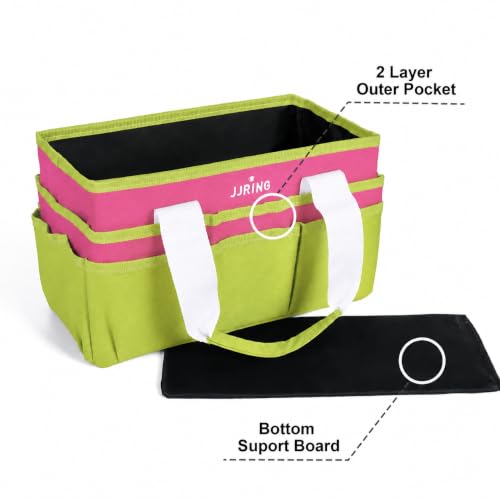 Image of JJRING Craft Organizer Tote Bag Art Storage Caddy Bright Green and Red