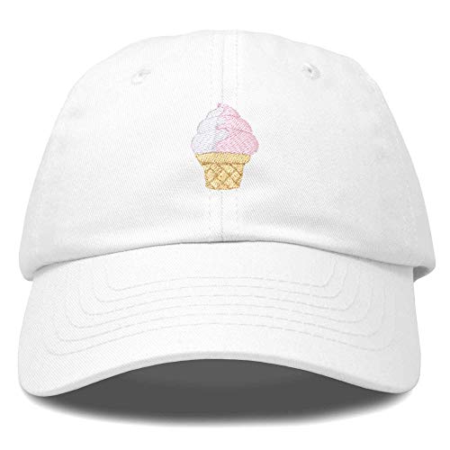 DALIX Soft Serve Ice Cream Hat Cotton Baseball Cap in White DALIX Soft Serve Ice Cream Hat Cotton Baseball Cap in White