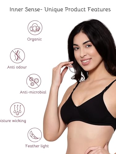 Image of Inner Sense Bra for Woman Made with Organic Cotton and Bamboo I Demi Cups Backless Bra for Woman with Removable Straps and Transparent Back I Non Padded Wire-Free Innerwear
