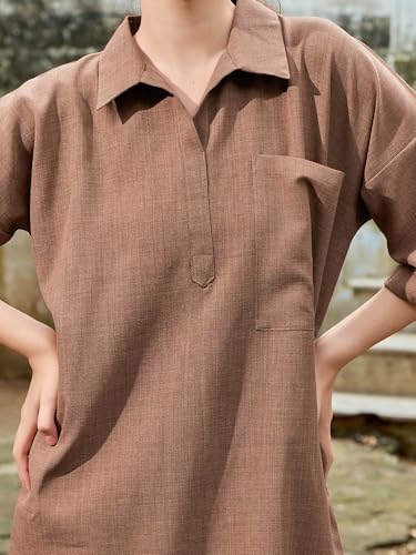 Image of PURVAJA Women's Maxi Solid Linen Dress