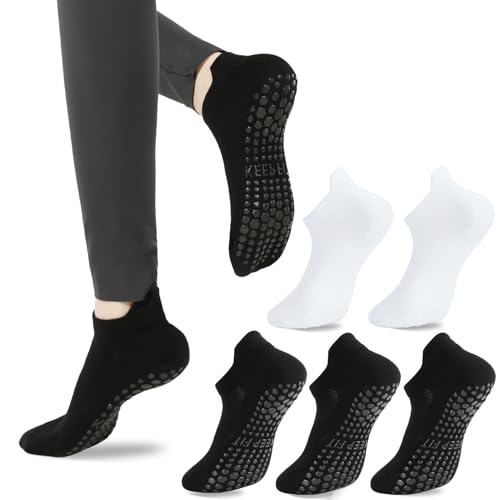 Image of loudashuaiqi Grip Pilates Socks Non Slip Athletic Yoga Socks with Grips for Women Grippy socks for Hospital Workout Barre