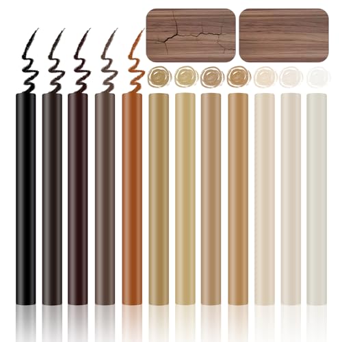 12 Pièces Kit de Réparation pour Stratifié, Cire de Bois pour Réparation Bâtons de Cire, 12 Couleurs Cire Dure & Set de Stylo de Réparation pour Stratifié, pour Combler et Réparer les Rayures et les T