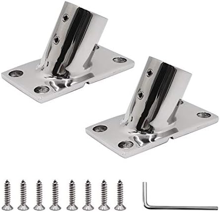 SHENGHUISS Boat Hand Rail Fitting 316SS Marine 60 Degree Rectangular Base for 1'' OD Tube with L Shape Hex Key and Screws 2 Pack