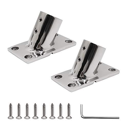 Shenghuiss Boat Hand Rail Fitting 316Ss Marine 60 Degree Rectangular Base For 1'' Od Tube With L Shape Hex Key And Screws 2 Pack #TOP2
