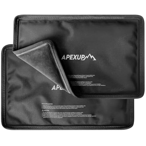 APEXUP Gel Ice Packs for Injuries Reusable, Flexible Double Sided Cold Packs for Injuries, Ice Pack for Knee, Shoulder, Back, Hip, Leg, Arm (Black, S,