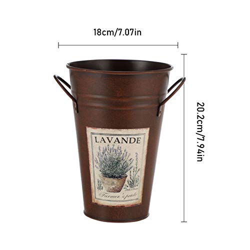 Vaguelly Vintage Bloemvaas Rustieke Melkkruik Droge Bloemvaas Met Dubbele Handvat Boerderij Blikje Bloem Emmer Voor Lente Decoratie Huis 20 Cm Hoog Bruin - Afbeelding 8