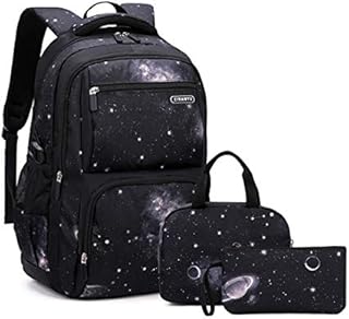 Galaxy Childrens Backpacks for Boys Middle School Bag with USB Charger, Capacity Primary Elementary Bookbags, Boys Travel Rucksack
