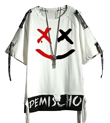 Hello MrLin T-Shirt Techwear Hip Hop pour Hommes Mode Streetwear Chemise Courte pour Hommes
