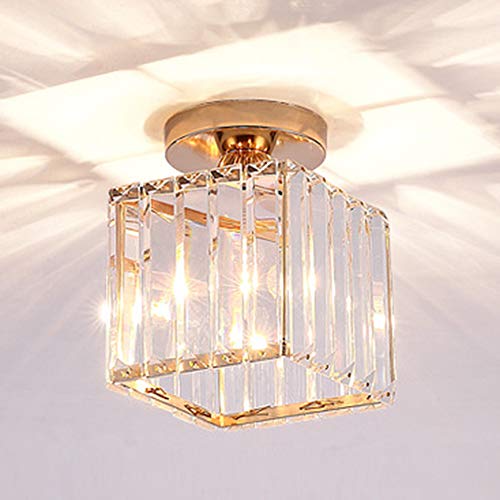 Crystal ceiling light dorada lampara colgante E27 semi flush mount