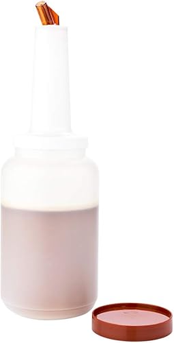 Miniatura 9 de Restaurantware Botella de plástico de 1 cuarto de galón de almacenamiento con boquilla azul y tapa, botella de almacenamiento de barra, 3 1/2 x 3