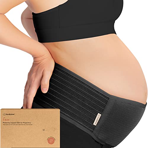 KeaBabies Schwangerschaft Bauchgurt für Schwangere - 1-Pack, Weiches und Atmungsaktives Schwangerschaftsgürtel, leicht verstellbarer Bauchband für den Rücken, Beckenstütze, bequem(Midnight Black, M/L)