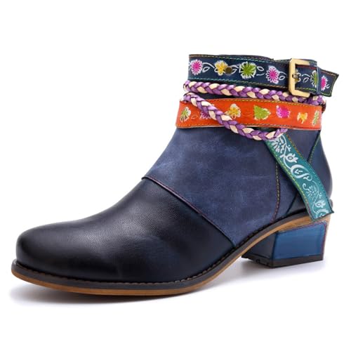 Bottes d'hiver pour femme antidérapantes en cuir avec fermeture éclair pratique