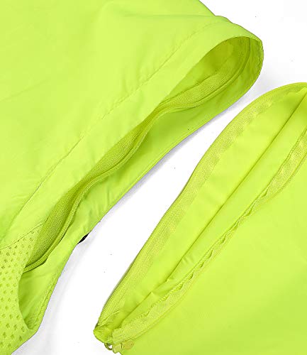 Outto Men's High Visibility Cycling Jacket Convertible Upf50+ Windproof Lightweight Windbreaker(Medium,#180012 Fluorescent Green) #TOP3