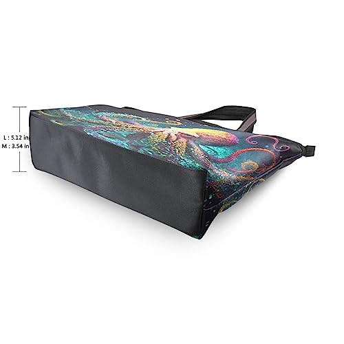 Tote Bag for Women (Painting Octopus Orange), Zipper Purse Shoulder Bag Handbag Reusable Grocery Bag3