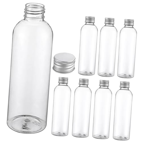 JECOMPRIS 200ml Aluminum Cap Bottles 8pcs Milk Beverage Plastic Water Bottles Lids for Boys and Girls Adults School