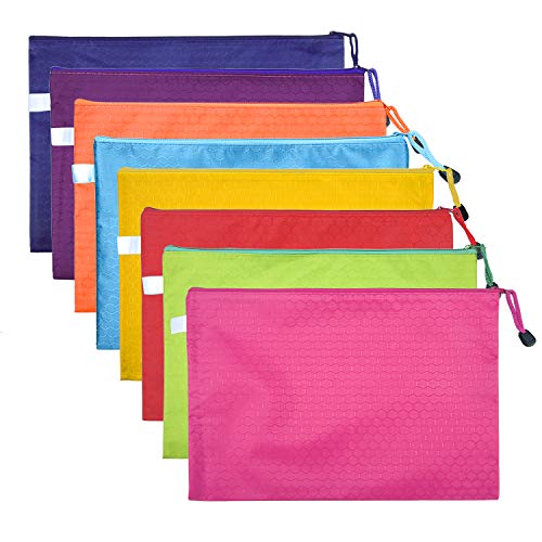 Livder A4 Zipper File Bags, 8 Colors Zip Document Filing Folder Organizer Pouch, 13x9.4 Inches