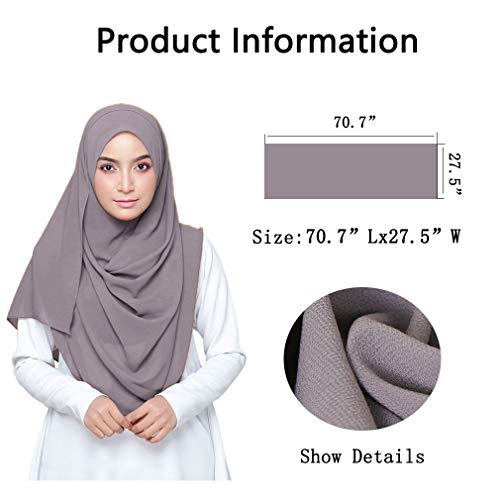 Image of LMVERNA Solid Color Bubble Chiffon Scarf for Women Fashion Soft Hijab Long Scarf Wrap Scarves