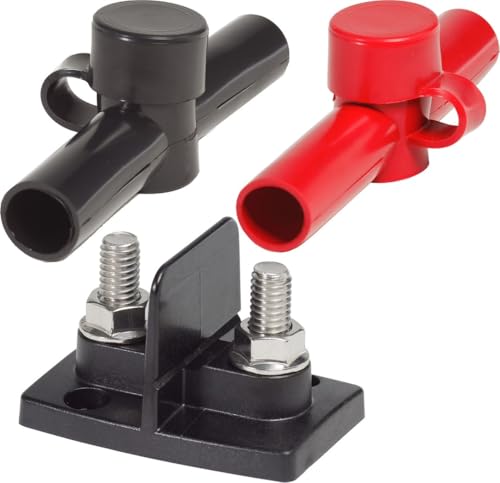 Blue Sea Systems 2017 POWERPOST Dual Connector 3/8',Black/Red