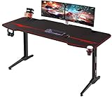 【GROßE OBERFLÄCHE】Der Desktop besteht aus Kohlefaserplatte mit Maserung auf der Oberfläche, sieht modern und agil aus. 140 cm x 60 cm verfügt über einen großen Schreibtisch für Spielgeräte, Computer, Kindle, Notebooks und andere Spielgeräten. Es ist wasserdicht und leicht zu reinigen.