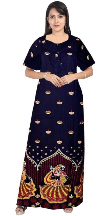 Attractive Women’s 100% Cotton Printed Maternity Nightwear, Half Sleeves Maxi Gown Nightdress, Soft and Breathable Fabric, Comfortable Pregnancy Sleepwear for Daily Use and Nursing Comfort-image-17