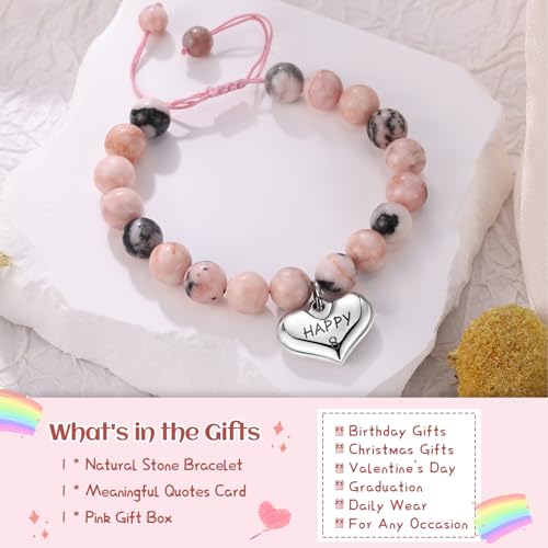 Image of Birthday Gifts for 4-10 Girls, Adjustable Sparkling Delicate Pink Charm Cute Bracelet for Teen Girls for Daughter Granddaughter Niece Sister Teens Friends Birthday Christmas Valentine Gifts