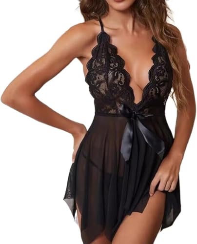XFSRG Robe de Nuit Femme Bretelles Dentelle Nuisette Babydoll Vêtements Combinaison Tenue Élégante Vêtement de Nuit Confortable Transparent Ensemble Nuit Séduction XFSRG Robe de Nuit Femme Bretelles Dentelle Nuisette Babydoll Vêtements Combinaison Tenue Élégante Vêtement de Nuit Confortable Transparent Ensemble Nuit Séduction
