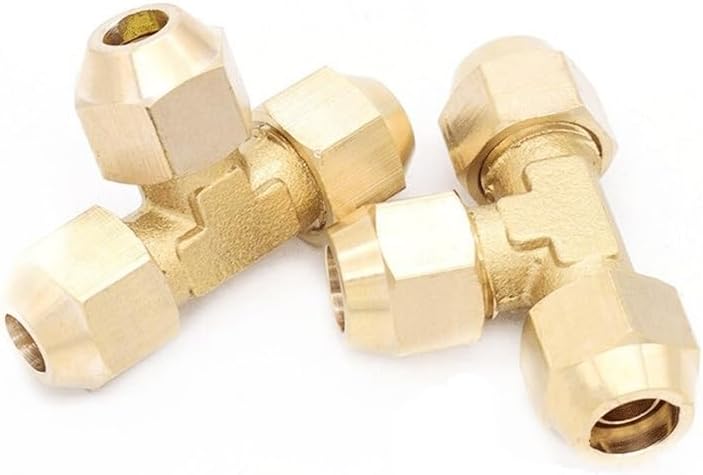 Brass Tube Flared Copper Pipe Fittings Tube 3 Way Connection, for Home DIY Brass Connector Fitting Tool with Nuts(Tube OD 14mm)