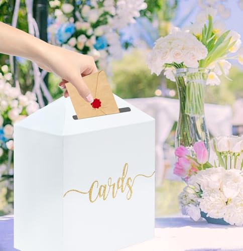 Image of SietDESEO White House Card Box for Party Diy White Money Box Gift Cards Box Holder for Birthday Wedding Baby Shower Bridal Shower Raffle Box