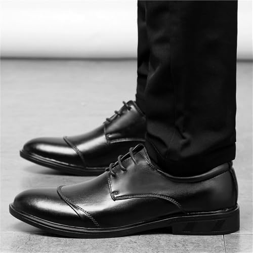 Men's Lace up Genuine Leather Oxfords Comfortable Business Casual Dress Shoes Pointed Toe Height Increasing Formal Shoes for Office Wedding and Daily Wear3