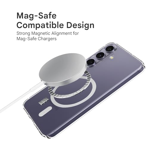Image of Prolet Anti-Yellow Crystal Clear Hard Case Cover Compatible with Samsung Galaxy S24 with Magnetic Mag-Safe Wireless Charging Support, Shockproof Hard Back Cover (Transparent)