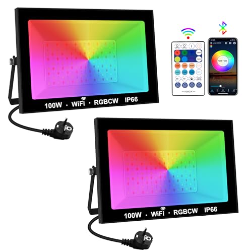 Projecteur LED RGB 100W extérieur étanche IP66 avec contrôle APP
